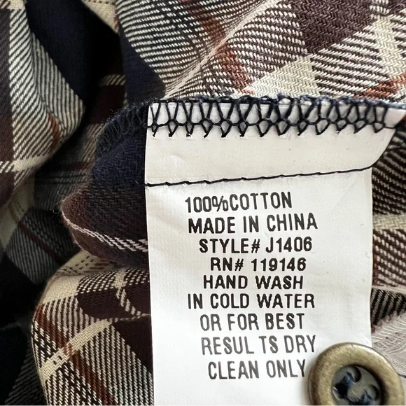 JODIFL Plaid Flannel & Lace Shirt Top Button Western Navy Cream Brown S … - Picture 7 of 8